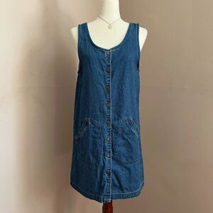 Vintage 90s Denim Overall Dress TY2 Jumper y2k Cottagecore Summer Sz 8 Petite